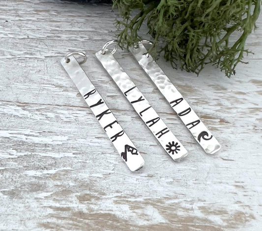 Custom Sterling Silver Name Bar for Necklaces | Hand Stamped Name Charm |  Sterling Silver Name Charm | Personalized Sterling Silver Charm