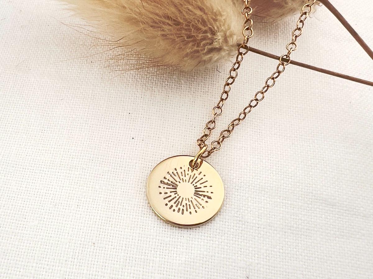 Gold Sun Necklace | Sunburst Charm Necklace | Gold Filled Charm Necklace | Gift For Her