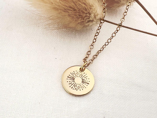 Gold Sun Necklace | Sunburst Charm Necklace | Gold Filled Charm Necklace | Gift For Her