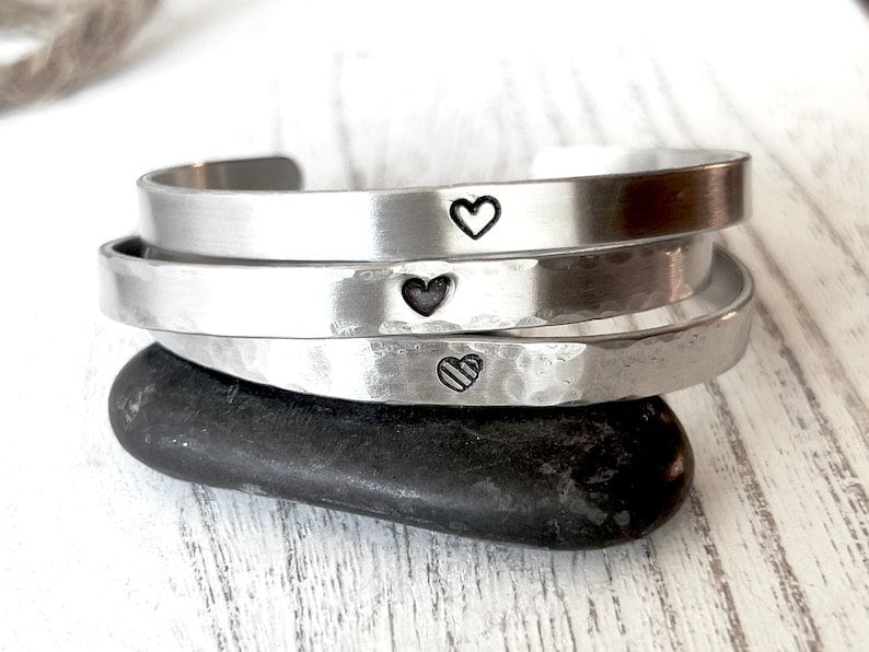 Inside Message Silver Bracelet | Heart Cuff Bracelet | Anniversary Gift for Her | Bracelet for Sister | Friendship Gift