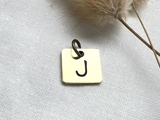 Personalized Brass Square Initial Charm | Custom Letter Pendant | Add on Charm For Necklace | Bracelet Initial Charm |  Personalized Gift