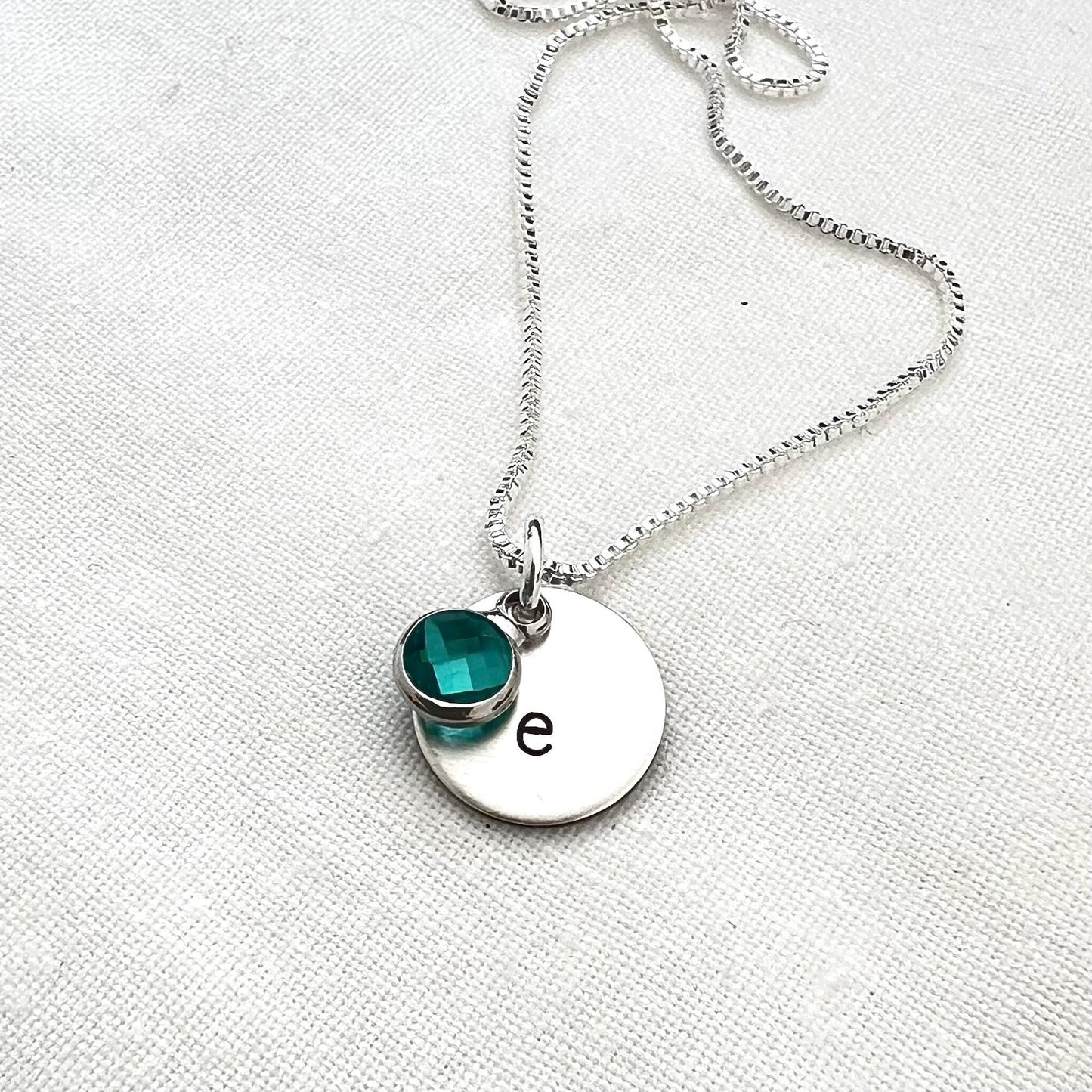 Sterling Silver Initial Necklace | Personalized Birthstone Pendant