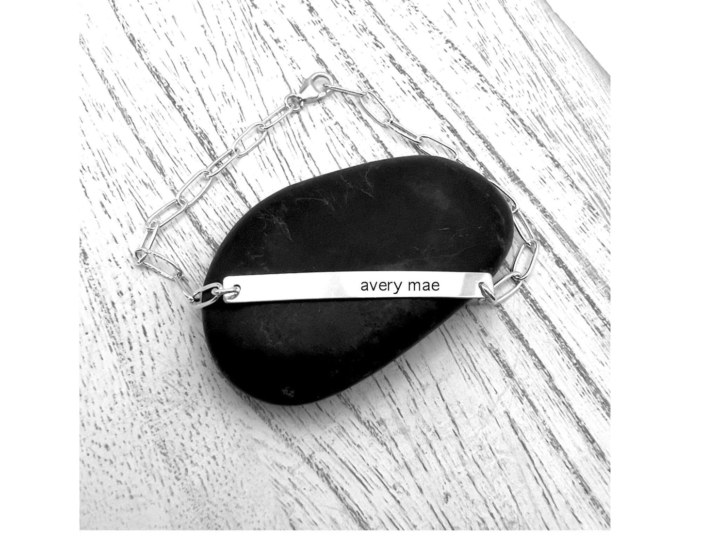 Sterling Silver Bar Name Bracelet | Personalized Bracelet | Skinny Bracelet | Custom Bracelet | Paper Clip | Gift For Her