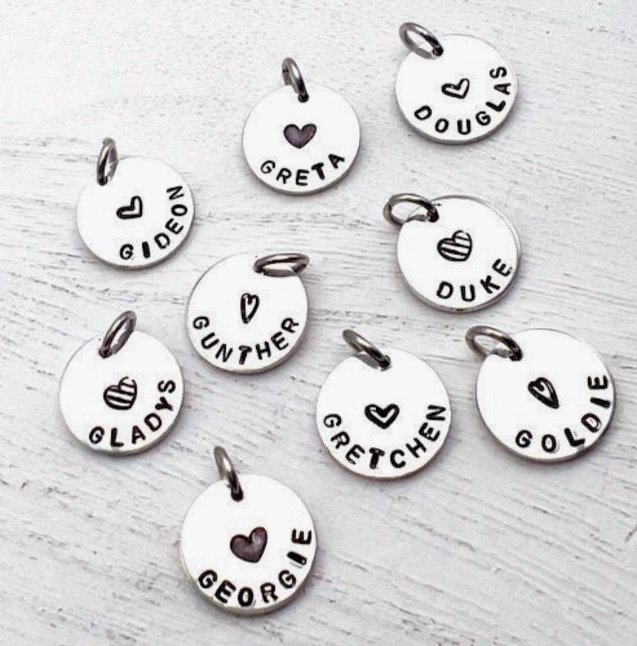 Personalized Name Charm With Heart | Tiny Add On Charm | Hand Stamped Personalized Charm | Custom Name | Handmade Gift