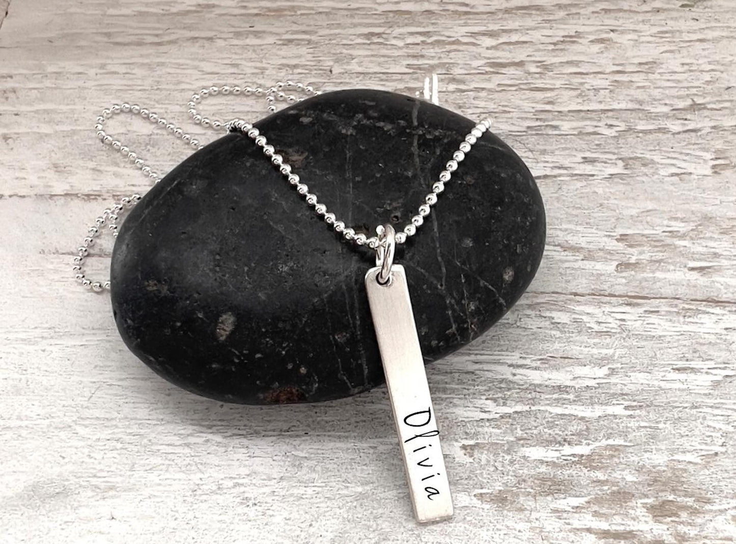 Personalized Name Bar Necklace | Sterling Silver Name Necklace | Custom Name Jewelry | Name Charm | Gift For Her