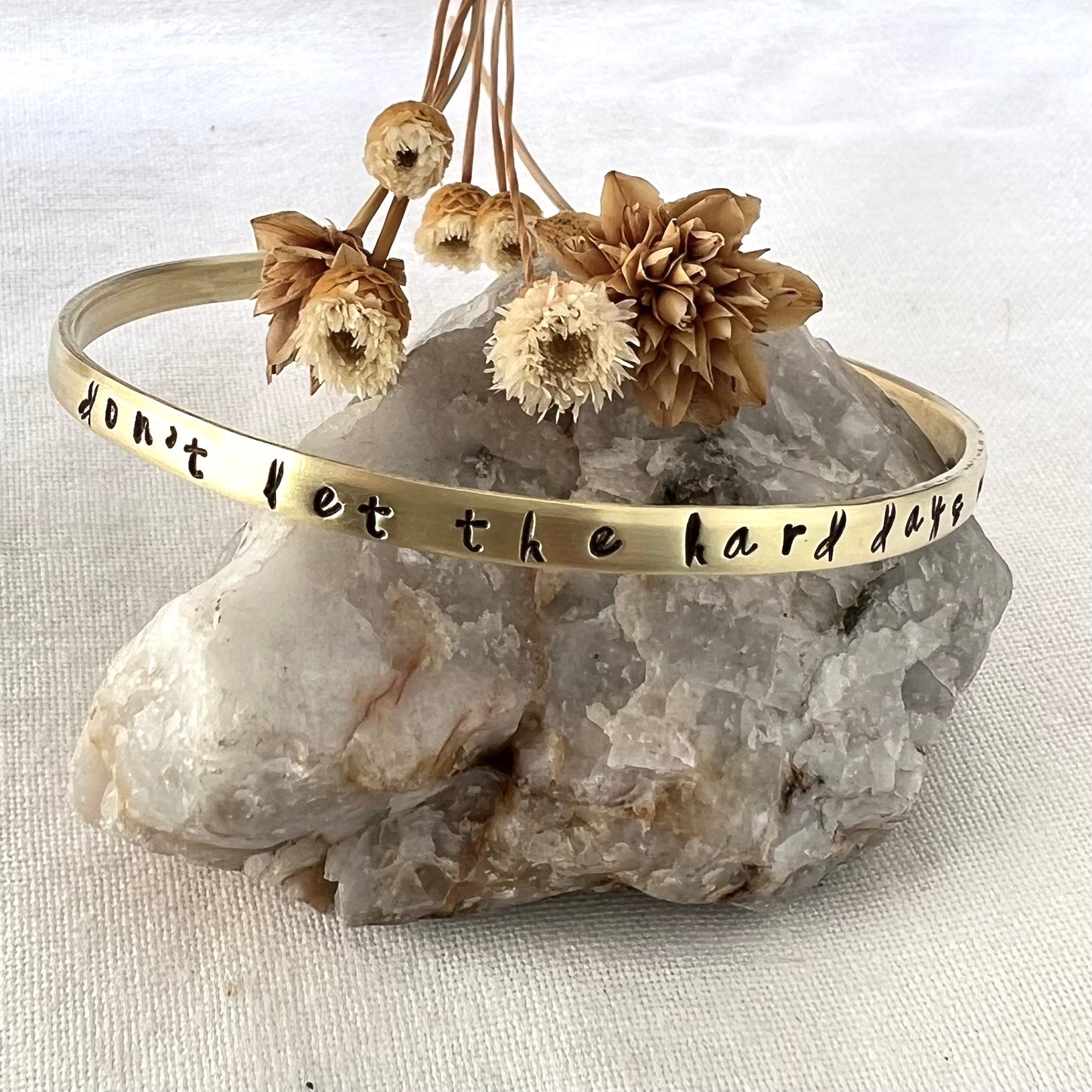 Don't Let the Hard Days Win Bracelet | Custom Quote Cuff | Inspirational Gift for Her | Mental Health Jewelry | Motivational Bracelet