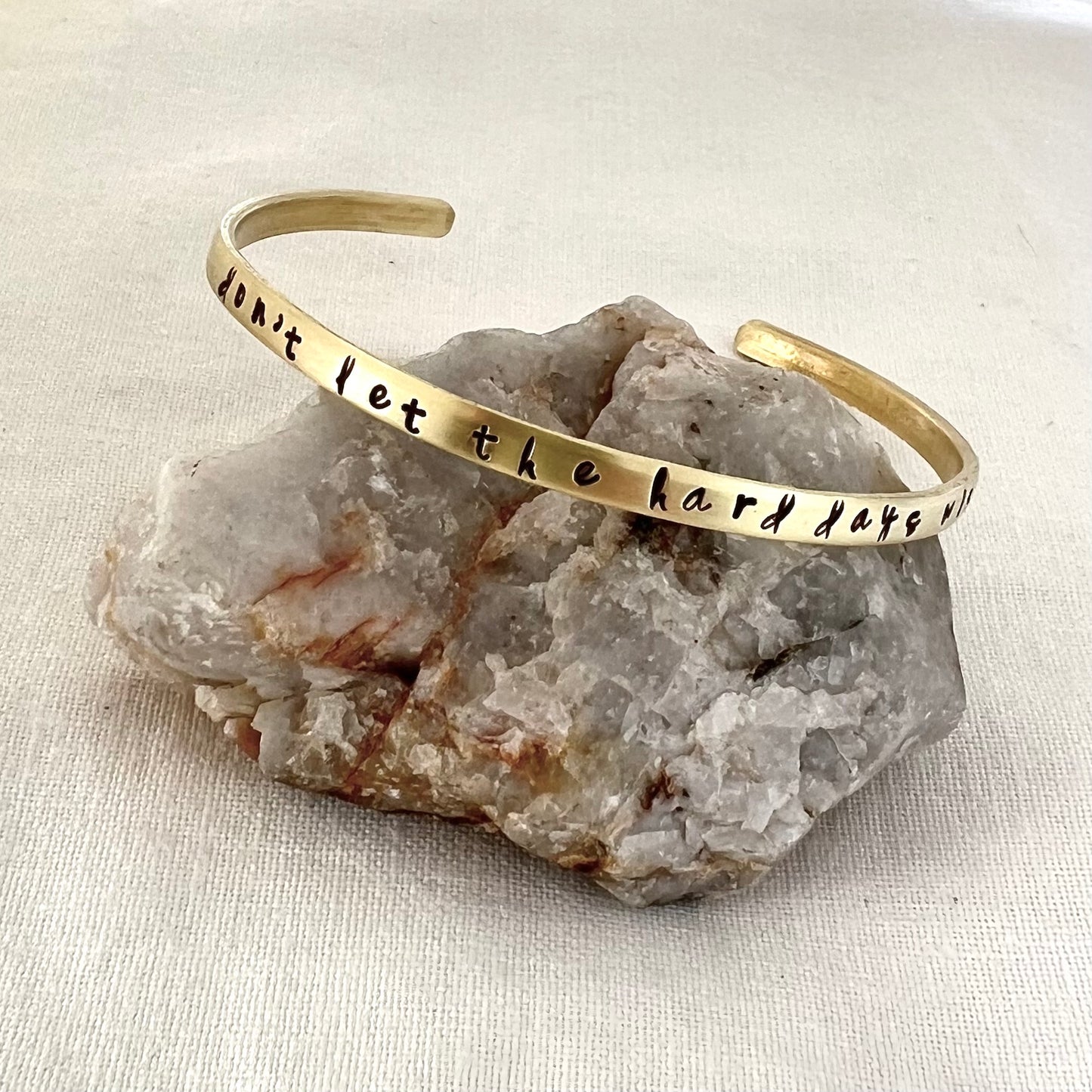 Don't Let the Hard Days Win Bracelet | Custom Quote Cuff | Inspirational Gift for Her | Mental Health Jewelry | Motivational Bracelet