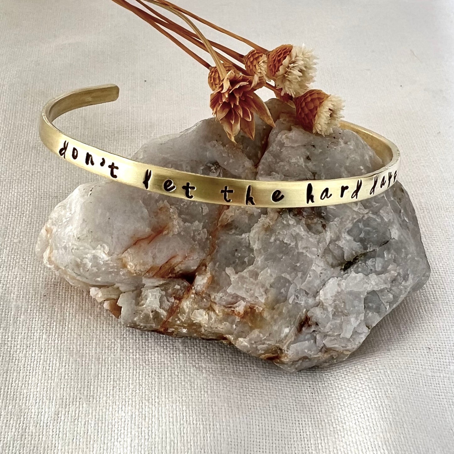 Don't Let the Hard Days Win Bracelet | Custom Quote Cuff | Inspirational Gift for Her | Mental Health Jewelry | Motivational Bracelet