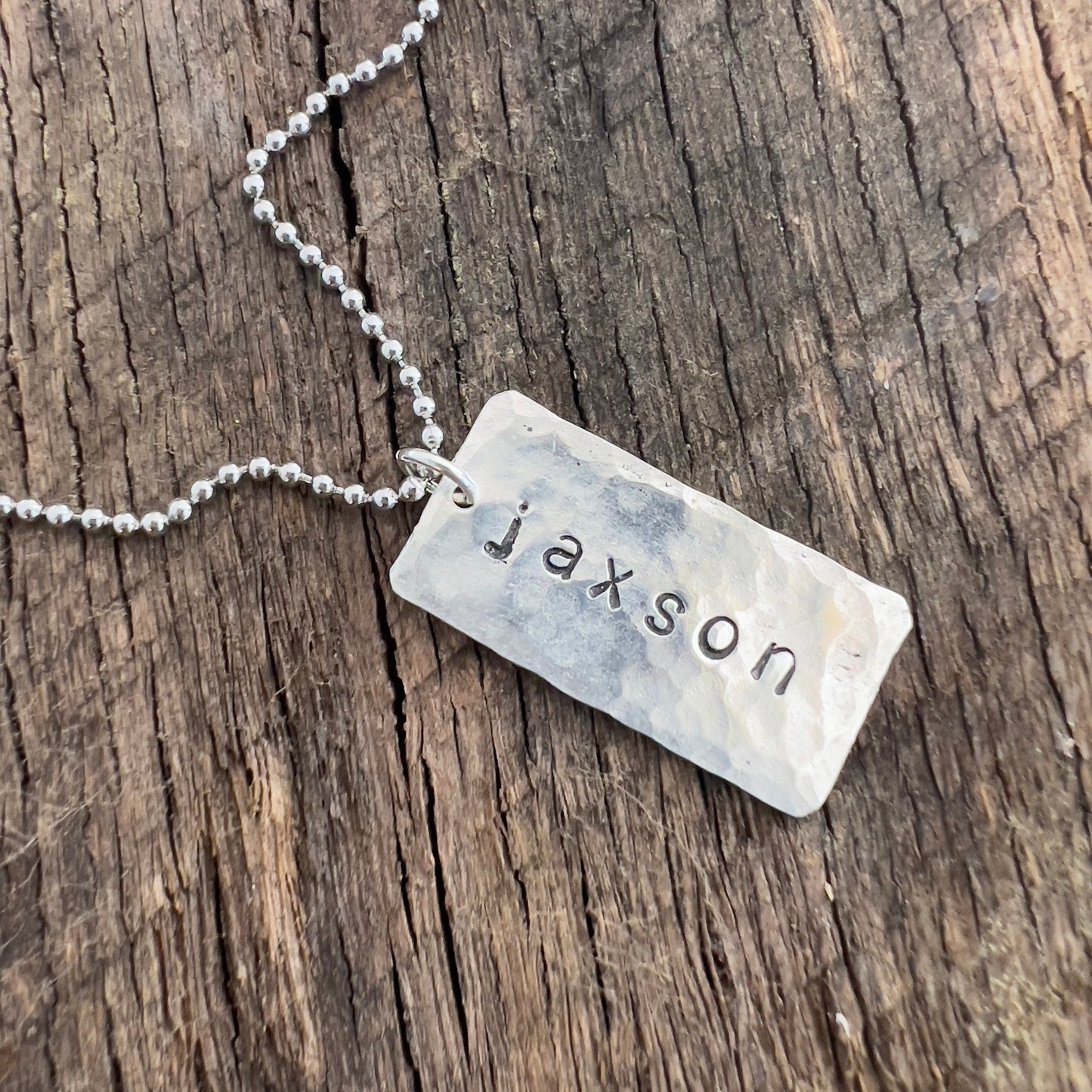 Personalized Name Necklace | Hand Stamped, | Sterling Silver | Name Tag | Custom Name Jewelry | Gift For Dad