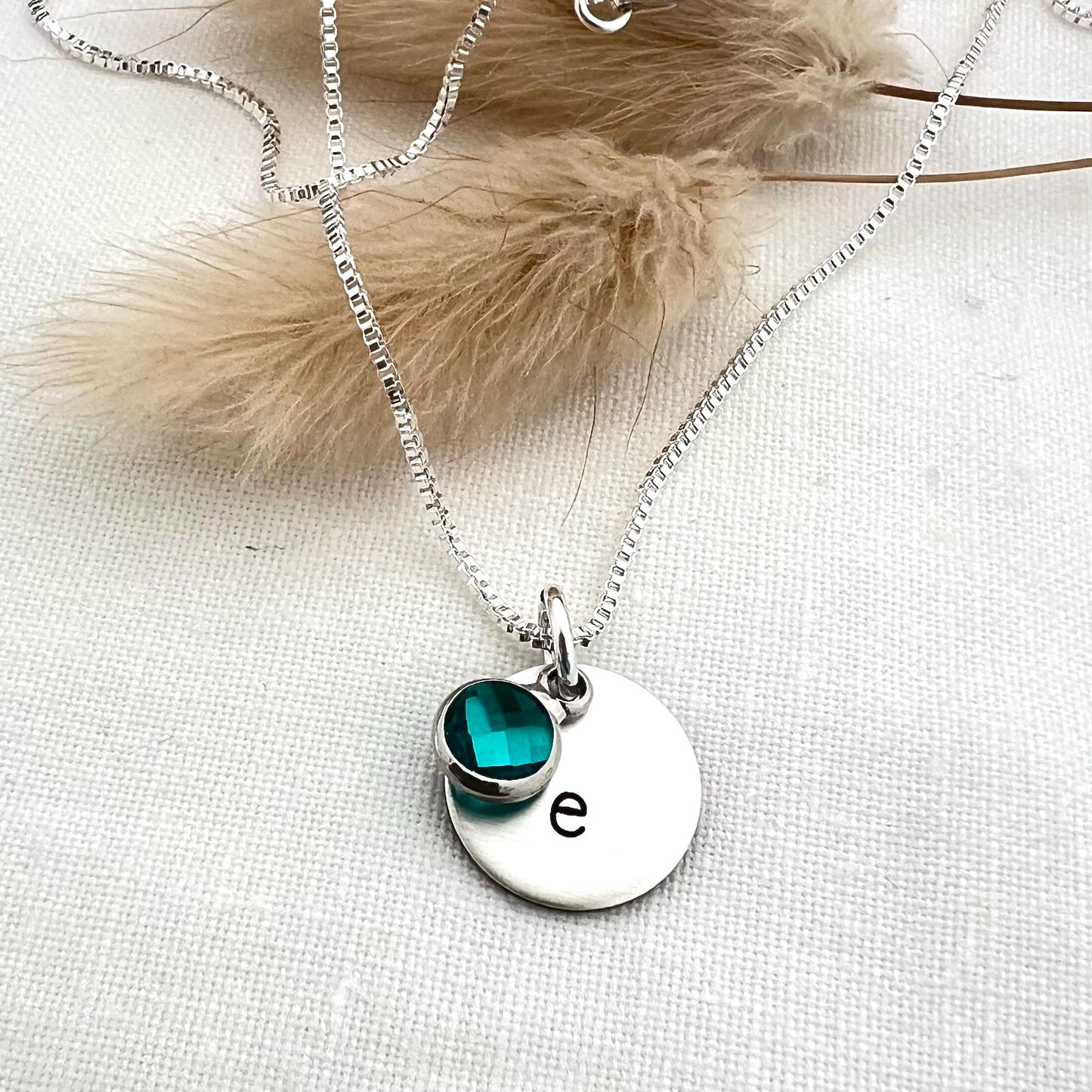 Sterling Silver Initial Necklace | Personalized Birthstone Pendant