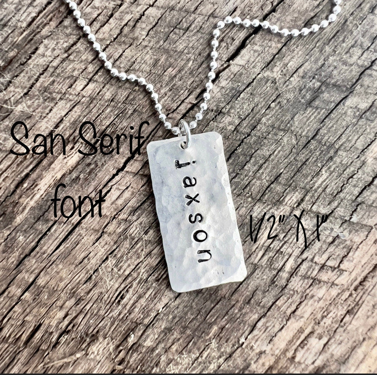 Personalized Name Necklace | Hand Stamped, | Sterling Silver | Name Tag | Custom Name Jewelry | Gift For Dad
