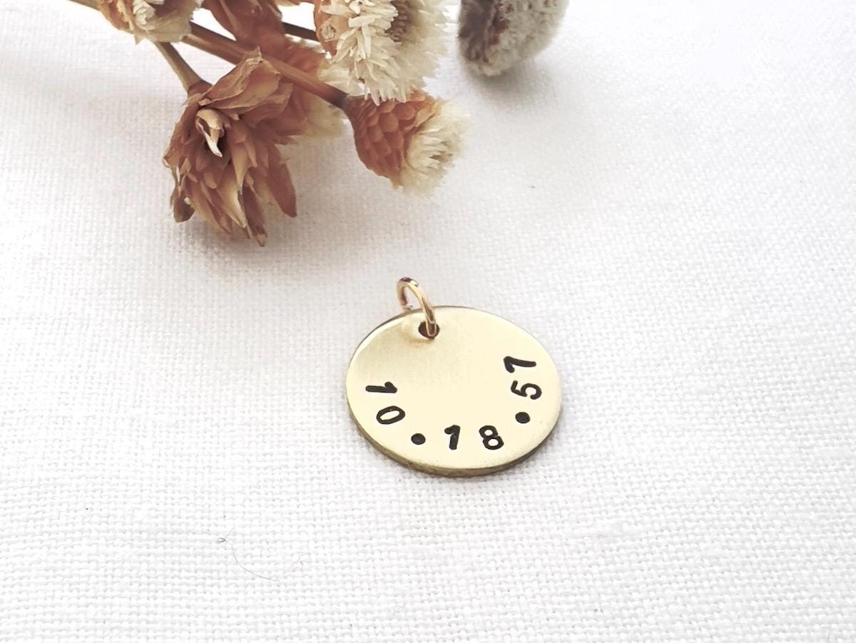 Personalized Gold Date Charm | Hand-Stamped 14k Gold Filled Disc