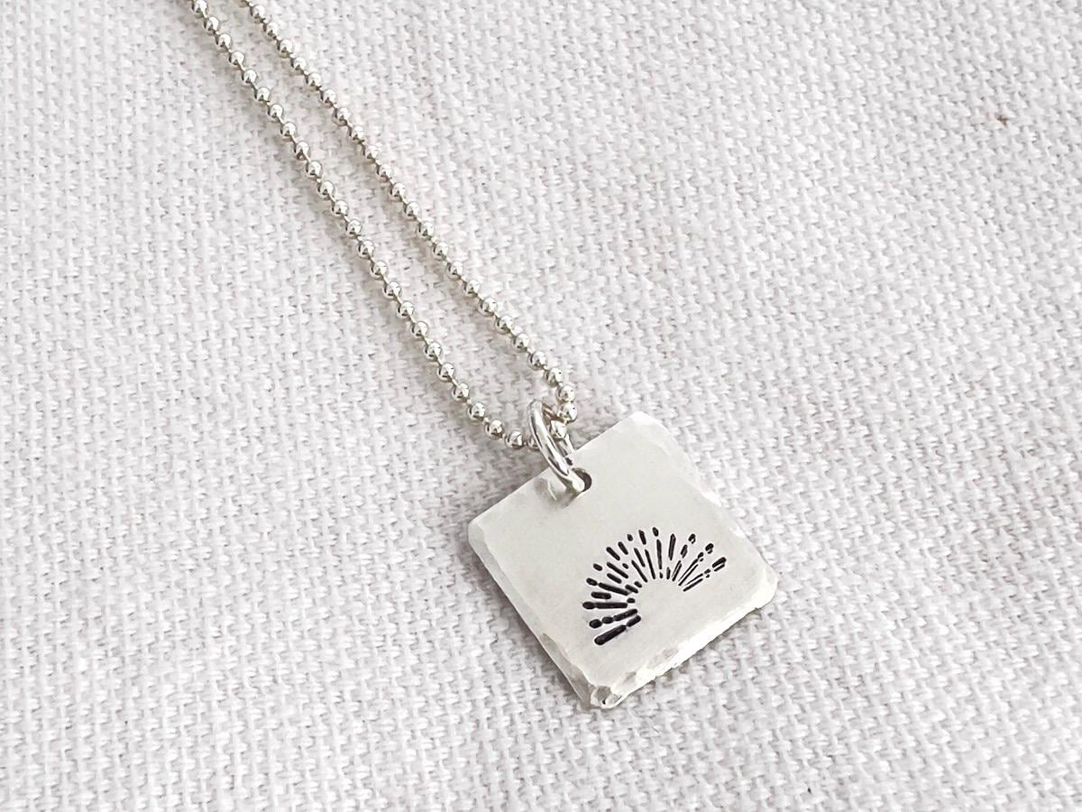 Sunshine Necklace | Sterling Silver Sunburst Necklace | Sunset Necklace | You Are My Sunshine | Hand Stamped | Gift for her