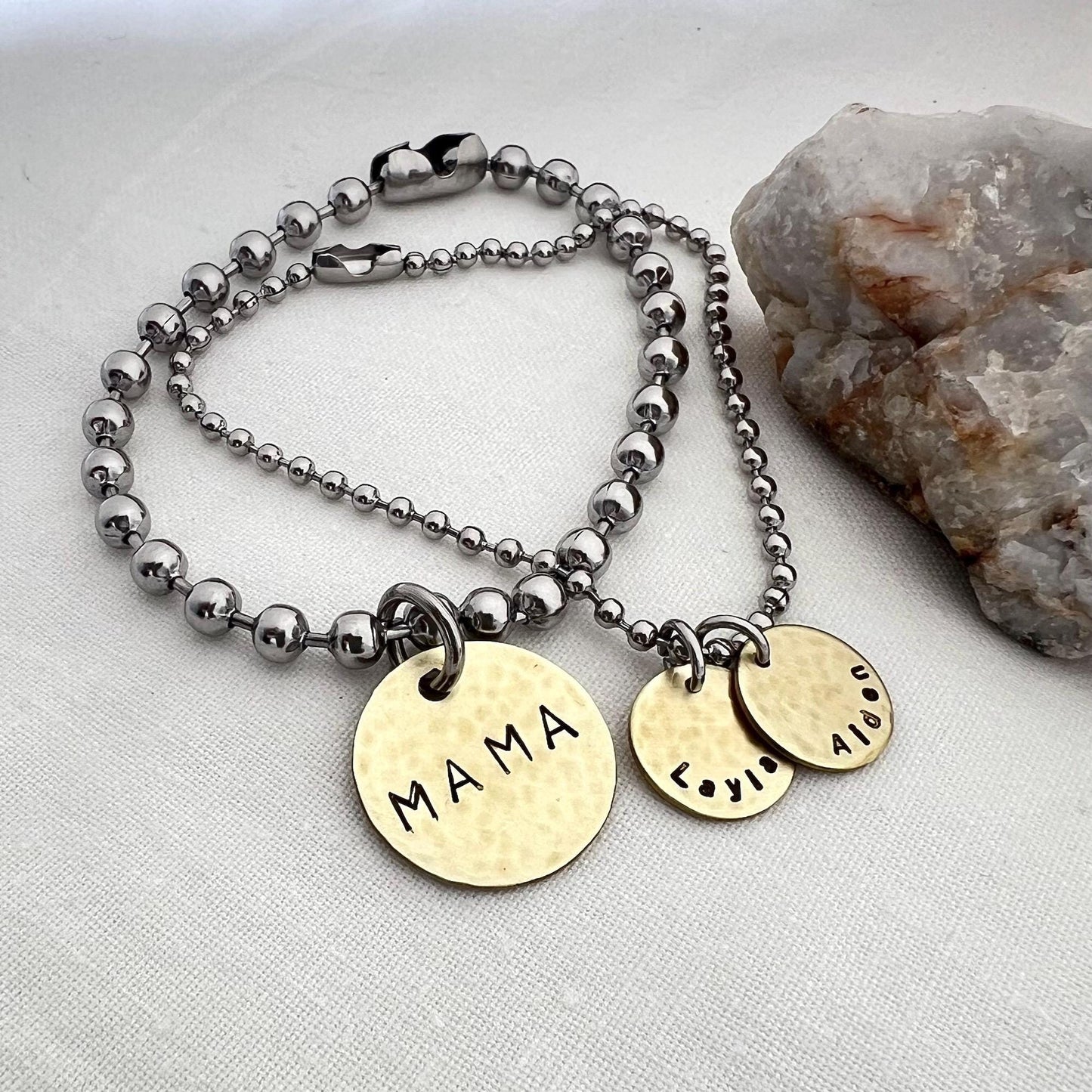 Personalized Ball Chain Bracelet Set | Custom Mama & Child Name Jewelry | Mother's Day Gift | Personalized Jewelry