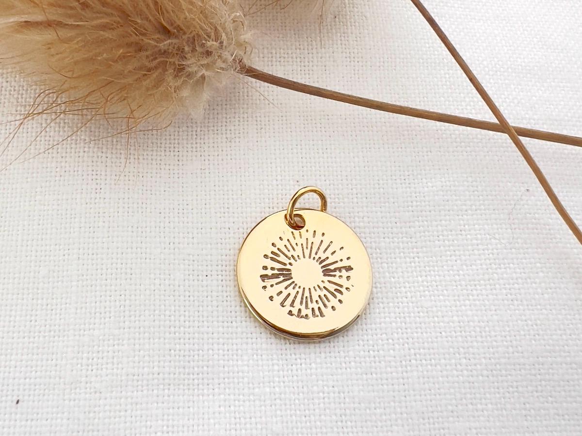 Gold Sunshine Add-On Charm | Hand Stamped Sunburst Charm | Charm For Necklace | Bracelet Charm | Gold Filled Jewelry | Hand Stamped