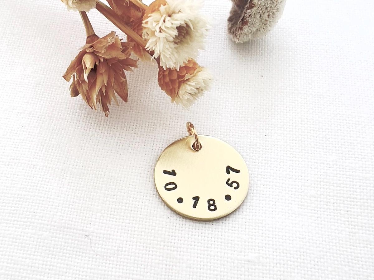 Personalized Gold Date Charm | Hand-Stamped 14k Gold Filled Disc