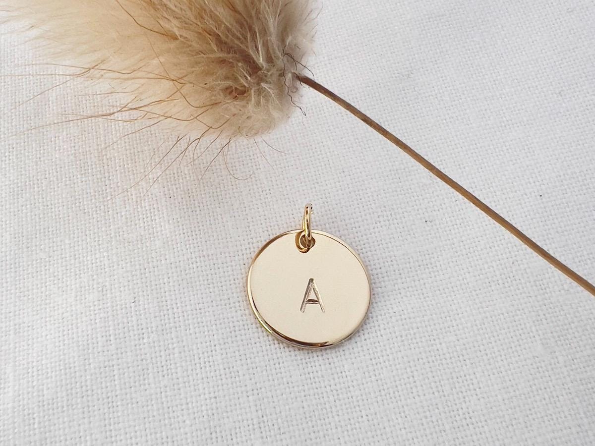 Personalized Gold Initial Disc Charm | Custom Letter Pendant | Gift for Her | Initial Charm | Initial Pendant |  Letter Charm | Add on Charm