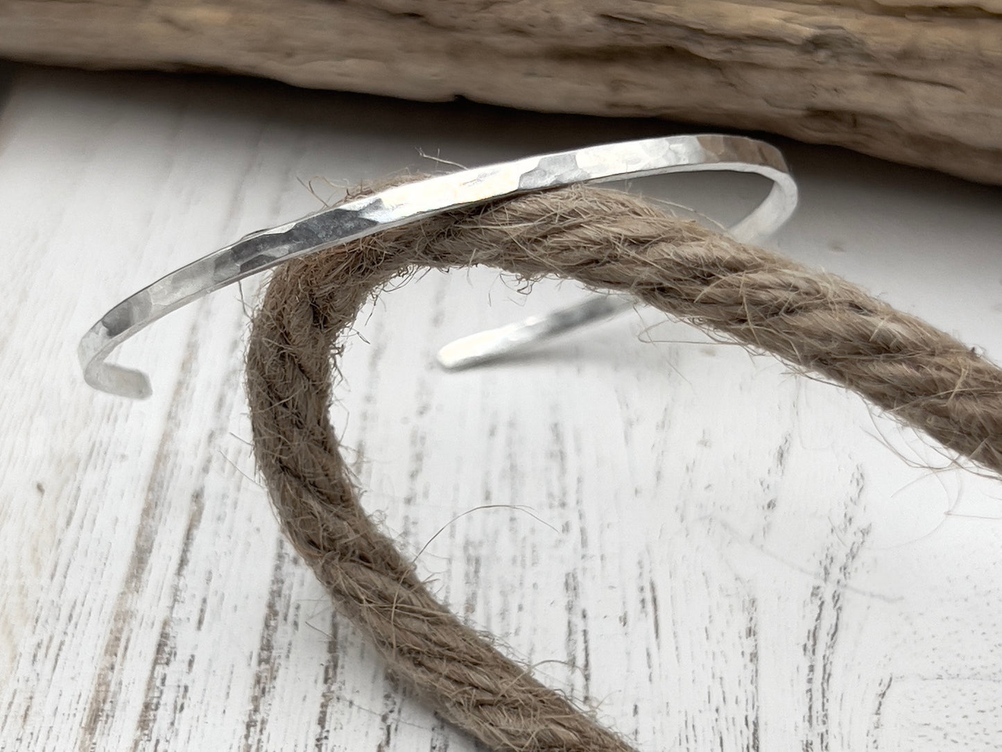 Sterling Silver Bracelet | Handmade Silver Bracelet | Skinny Stacking Cuff | Hammered Bracelet | Minimalist Jewelry | Gift for her