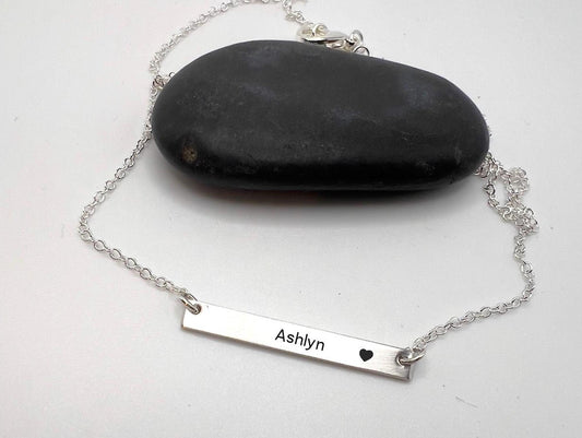 Personalized Bar Necklace | Custom Name Jewelry | Sterling Silver Necklace | Personalized Gift for Her | Minimalist Necklace