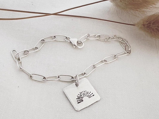 Sterling Silver Sun Charm Bracelet |  Sun Lover Bracelet | Sun Pendant Bracelet | Hand Stamped Gift |