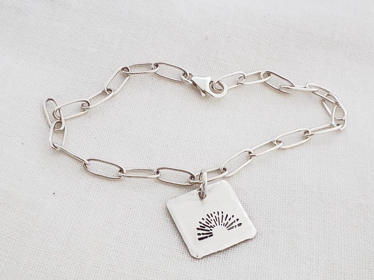 Sterling Silver Sun Charm Bracelet |  Sun Lover Bracelet | Sun Pendant Bracelet | Hand Stamped Gift |