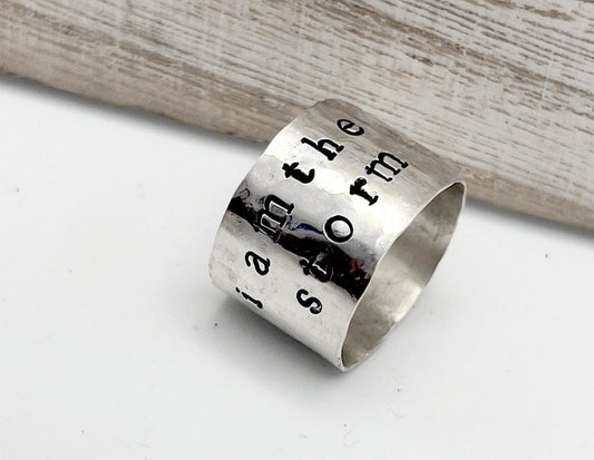Sterling Silver Wide Band Ring | Personalized Ring | Adjustable Ring | 1/2" Wide Ring | Inside Message Ring |  Thumb Ring | Gift for Her