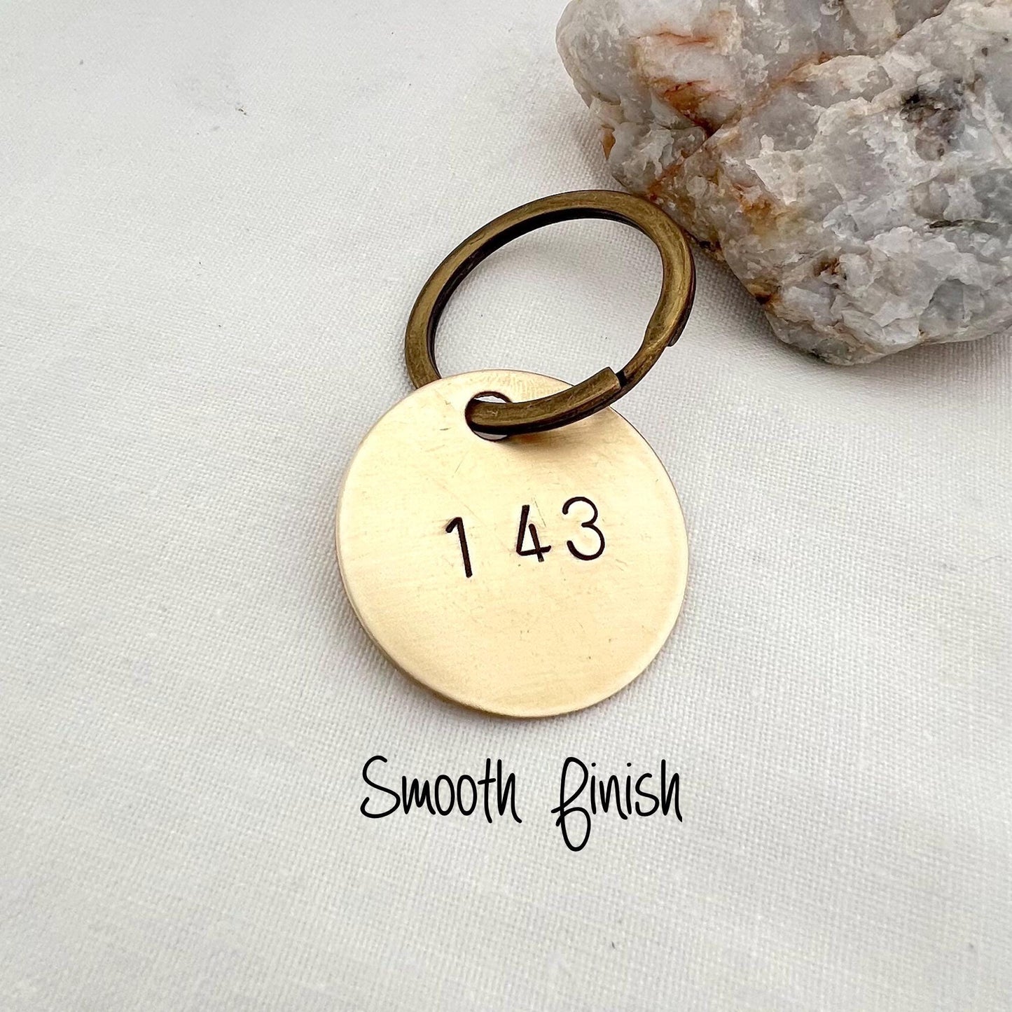 143 Keychain | Anniversary Gift | I Love You | Key Tag Gift For Lover |  Brass Key Tag | Hand Stamped, Valentines Gift
