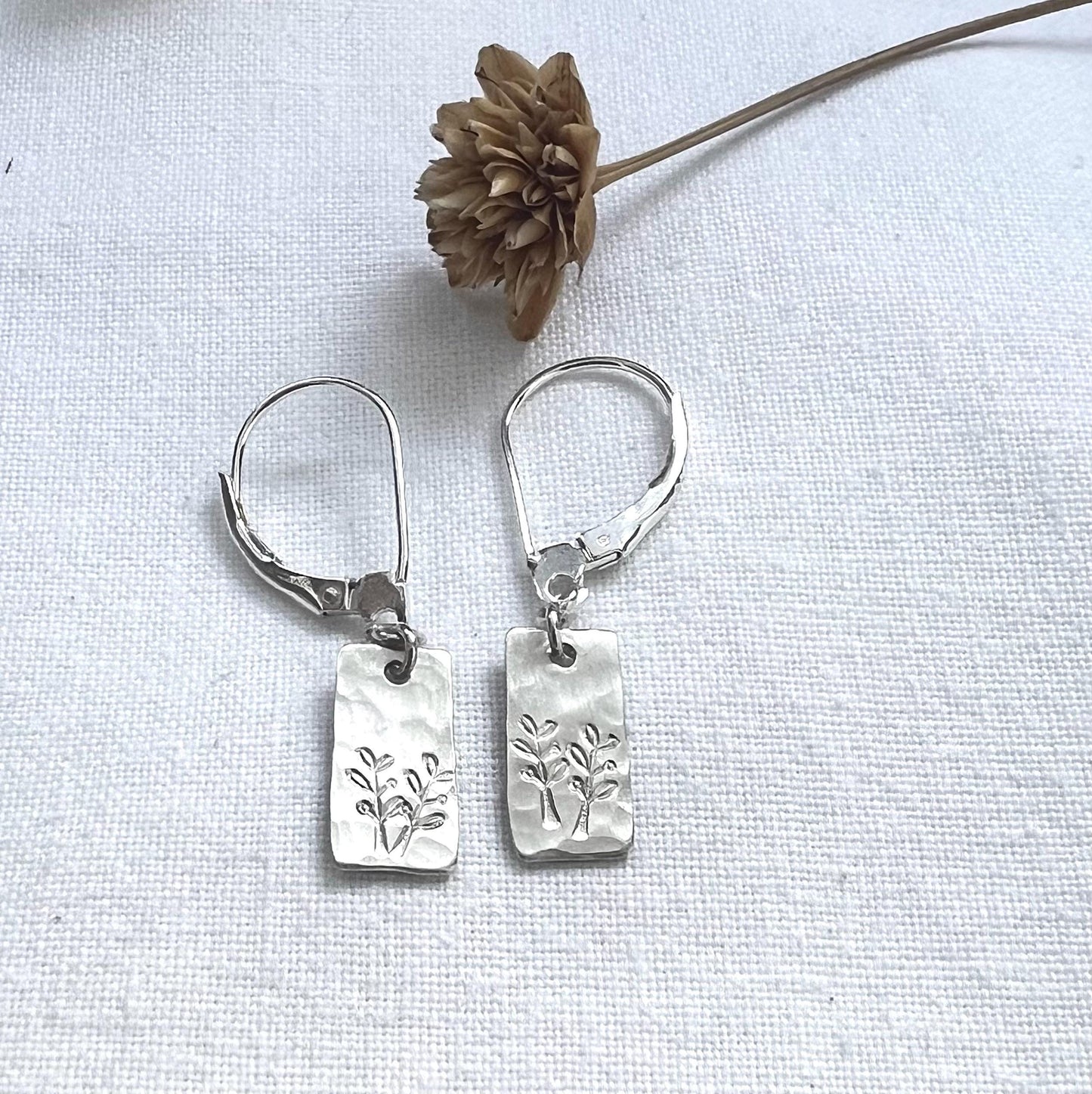 Sterling Silver Leaf Earrings |Botanical Dangle | Nature Jewelry