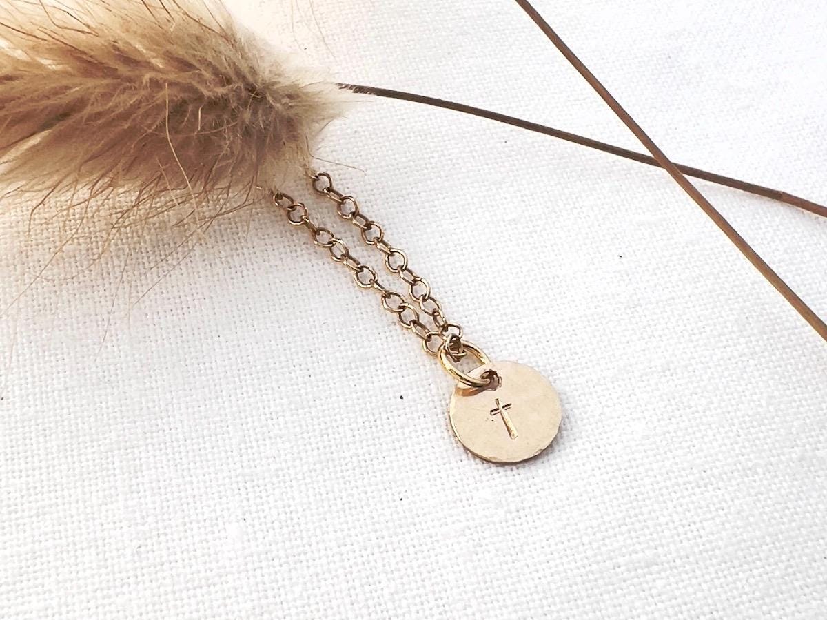 Gold Cross Necklace | Dainty Gold Cross Necklace | Religious Pendant Necklace |  Minimalist Gold Cross Charm Necklace