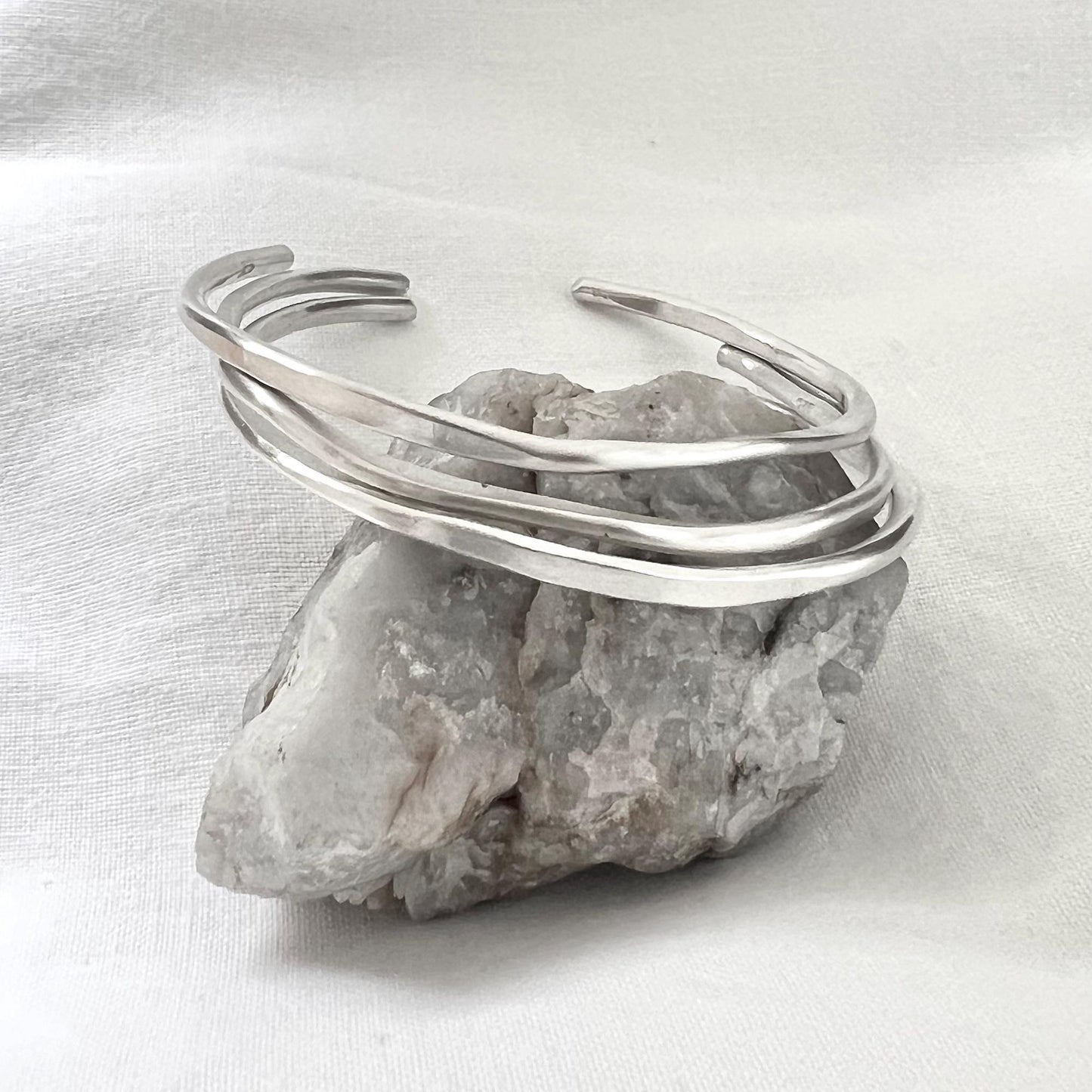 Sterling Silver Organic Shaped Cuff Bracelet | Sculptural Bangle | Minimalist Jewelry
