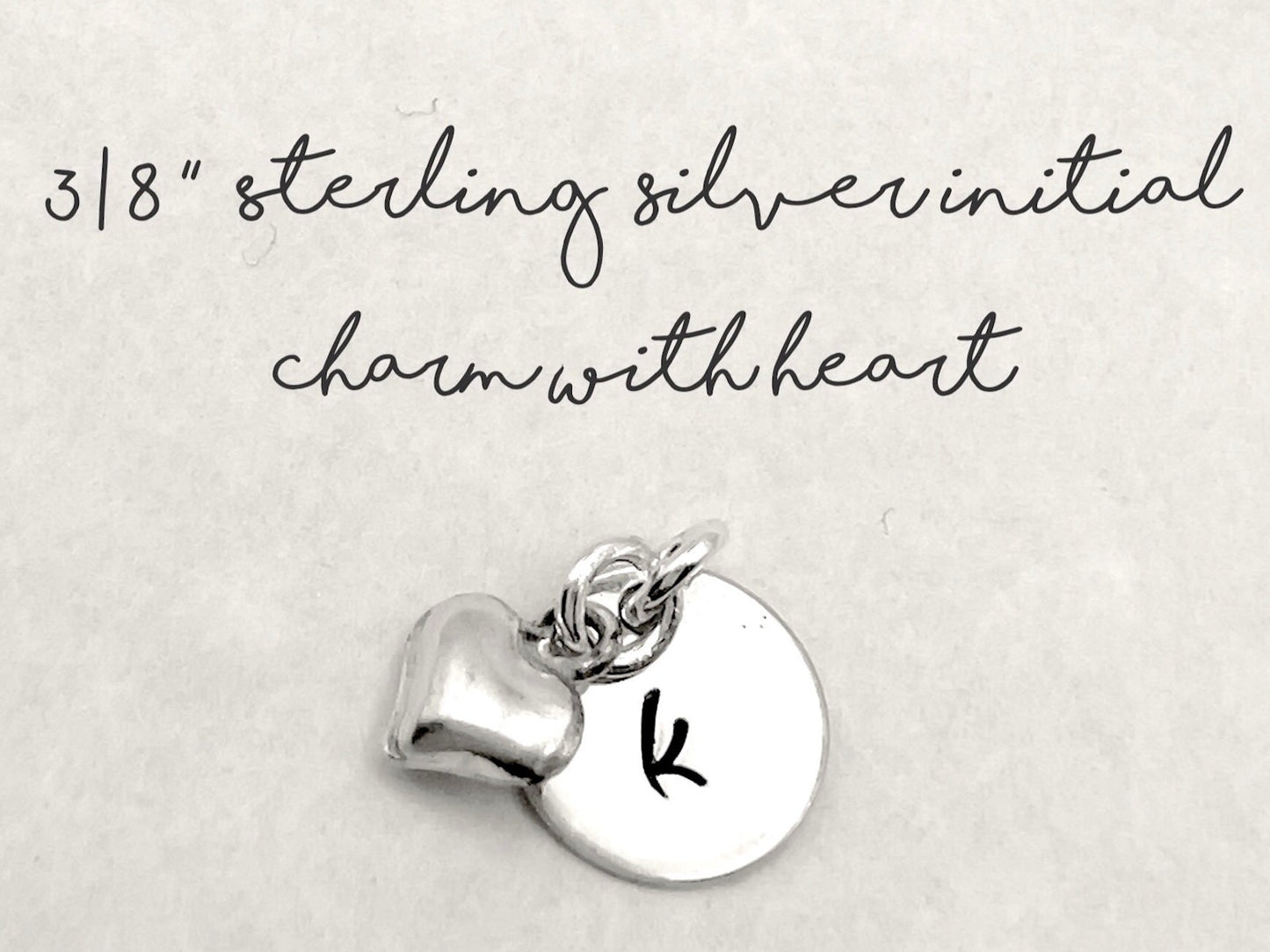 Personalized Initial Charm Sterling Silver Letter Charm | Heart Charm |  Add On Charm | Hand Stamped Necklace Charm | Gift For Her