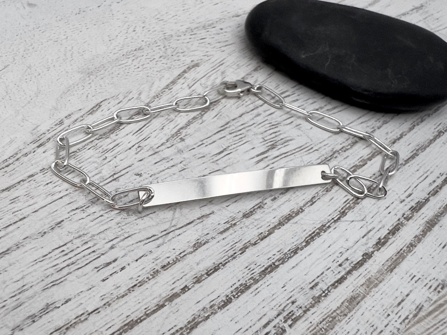 Sterling Silver Bar Name Bracelet | Personalized Bracelet | Skinny Bracelet | Custom Bracelet | Paper Clip | Gift For Her