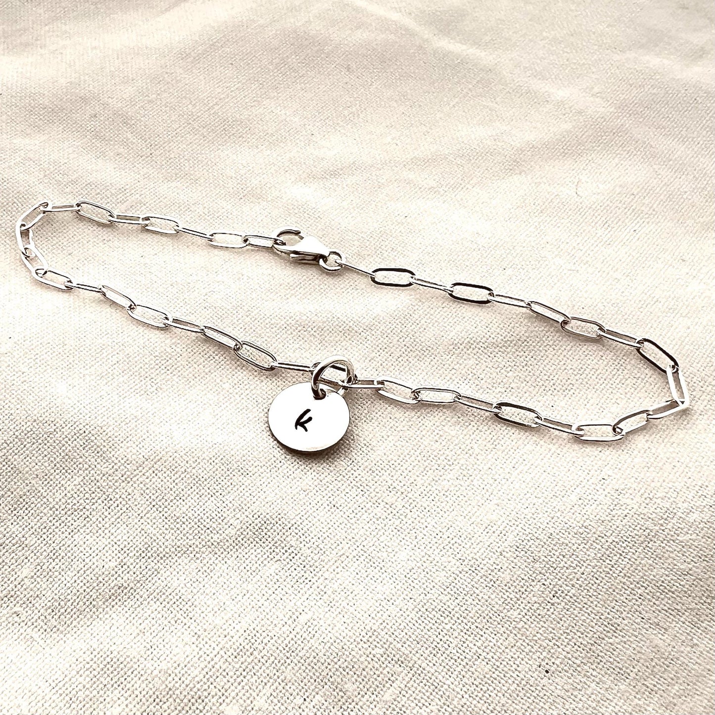 Sterling Silver Anklet with Initial | Personalized Ankle Bracelet | Custom Letter Charm | Gift for Her