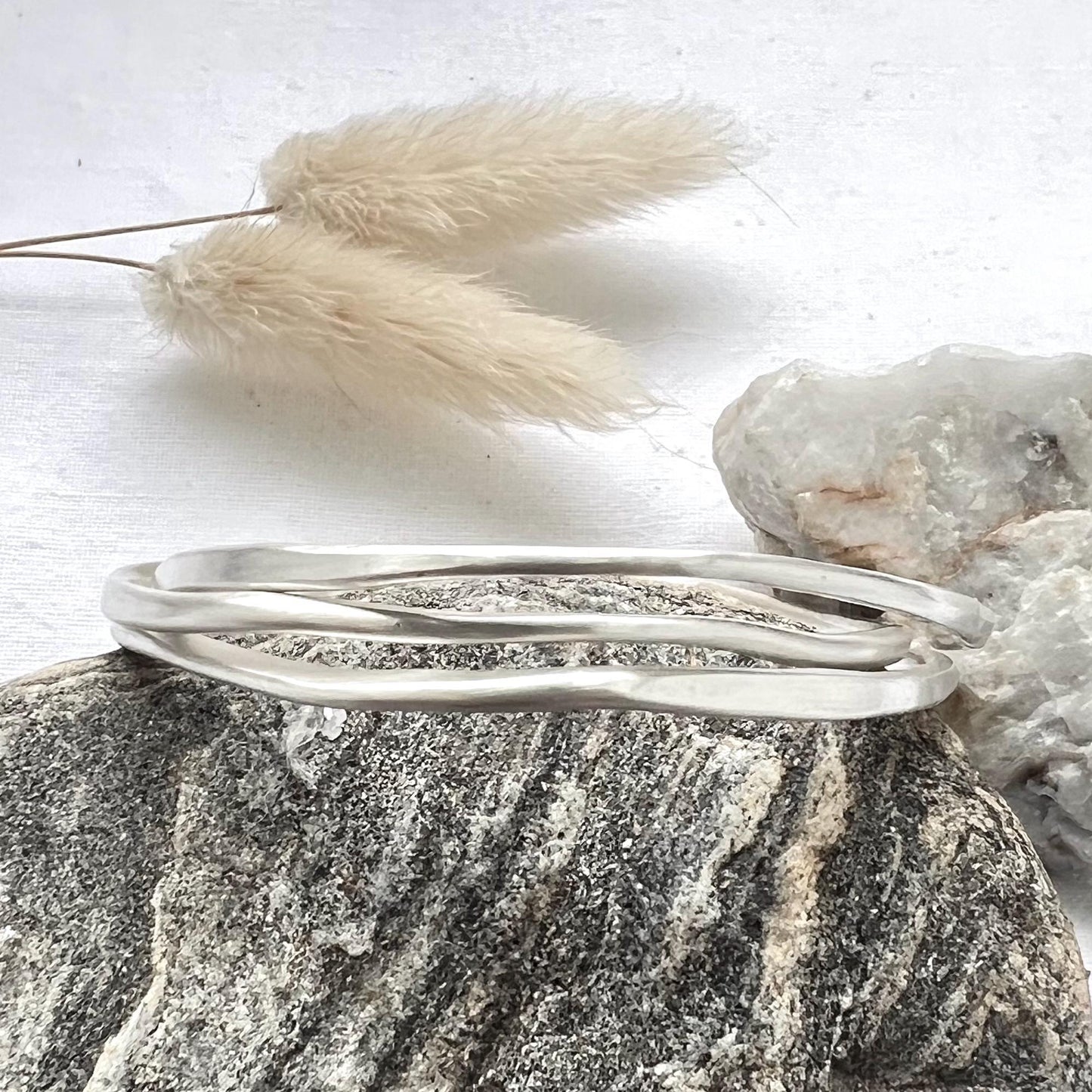 Sterling Silver Organic Shaped Cuff Bracelet | Sculptural Bangle | Minimalist Jewelry