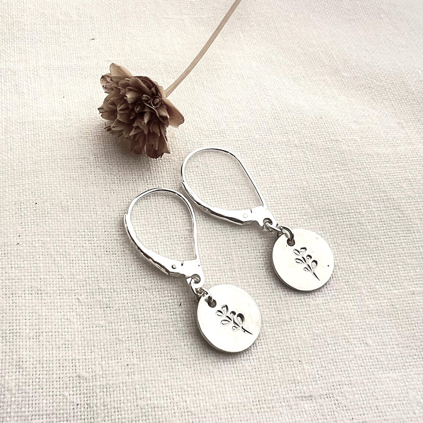 Sterling Silver Leaf Dangle Earrings |Minimalist Botanical Jewelry