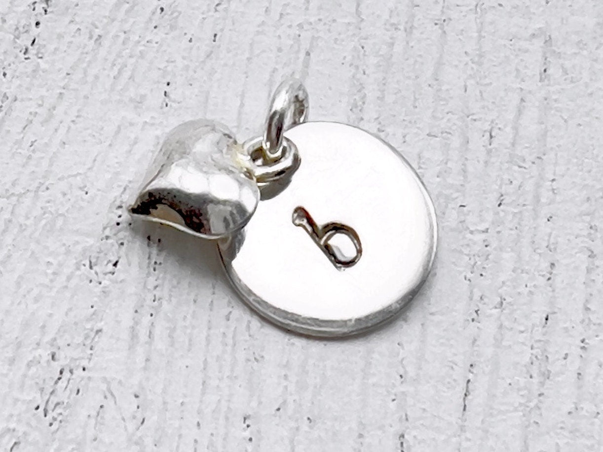 Personalized Initial Charm Sterling Silver Letter Charm | Heart Charm |  Add On Charm | Hand Stamped Necklace Charm | Gift For Her