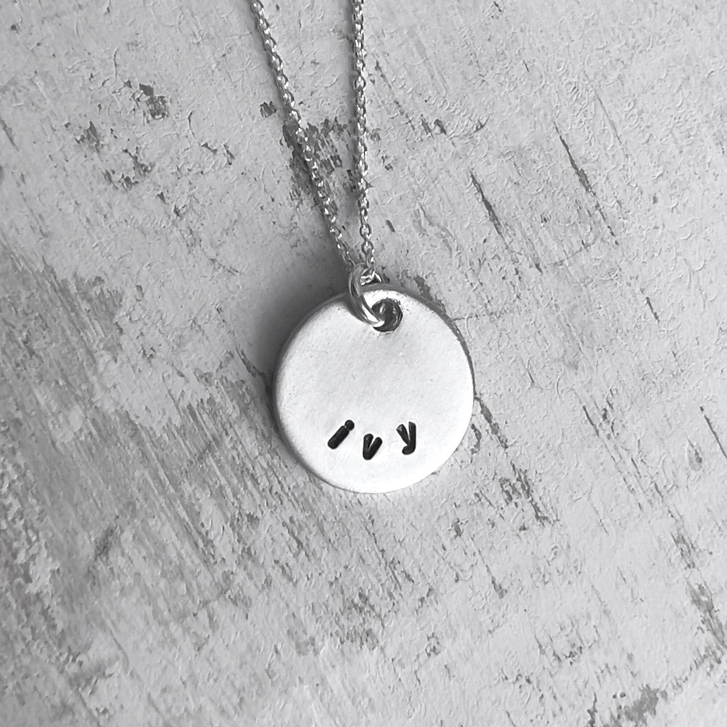 Silver Name Necklace | Personalized Gift For Mom | Family Name Charms | Hand Stamped Custom Necklace | Childs Name Jewelry | Gift for Her