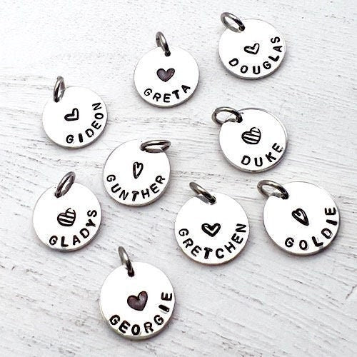 Personalized Name Charm With Heart | Tiny Add On Charm | Hand Stamped Personalized Charm | Custom Name | Handmade Gift