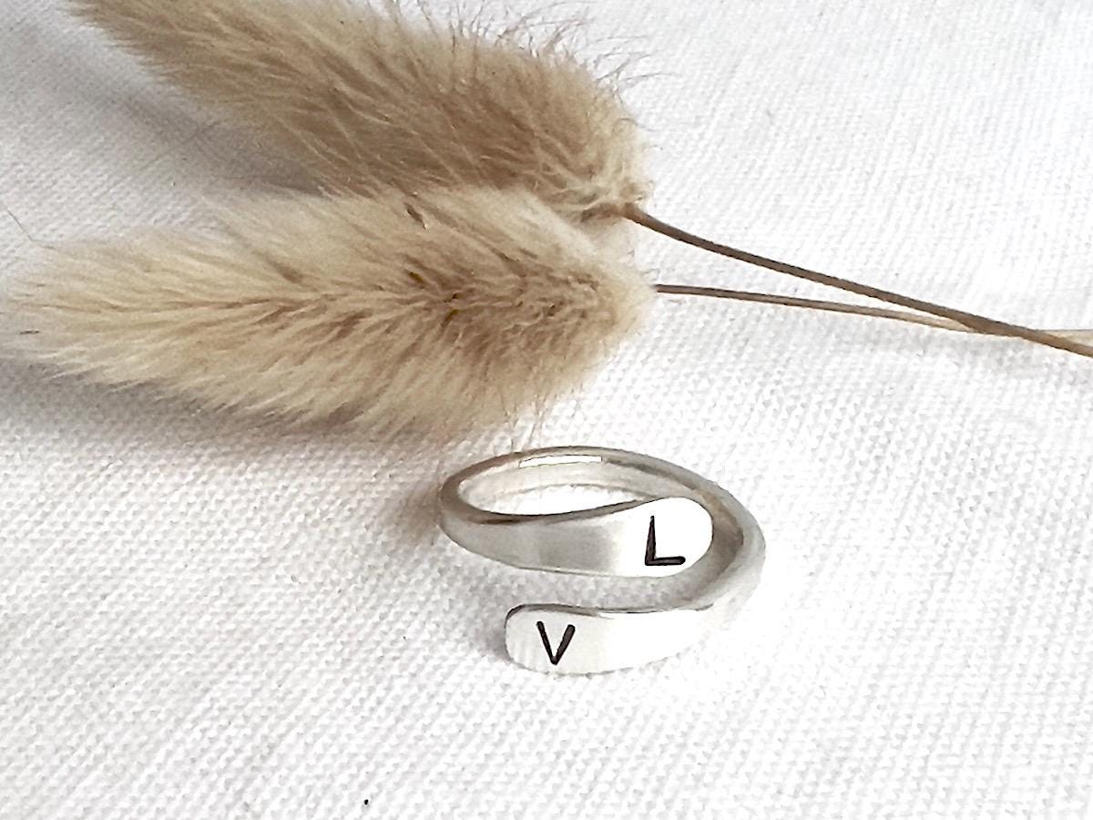 Sterling Silver Thumb Ring | Ring With Initial | Ring with Heart | Silver Wrap Ring | Adjustable Ring | Gift for Him | Gift For Her