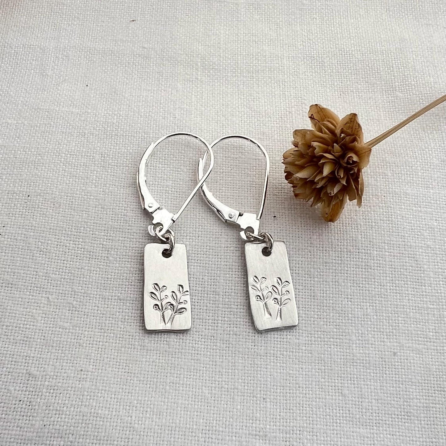 Sterling Silver Leaf Earrings |Botanical Dangle | Nature Jewelry