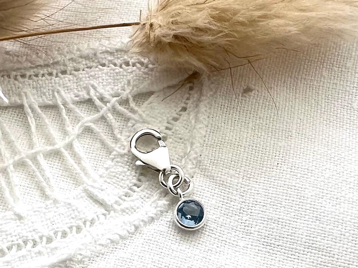 Something Blue Charm | Sterling Silver Clip-On Blue Sapphire Stone Charm | Bridal Gift – Wedding Tradition | Bride Keepsake