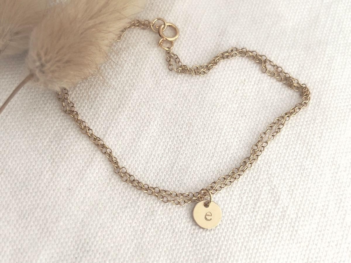 Dainty Gold Initial  Bracelet | Gold Filled Dainty Bracelet |  Personalized Initial Bracelet | Hand Stamped | Gift For Her