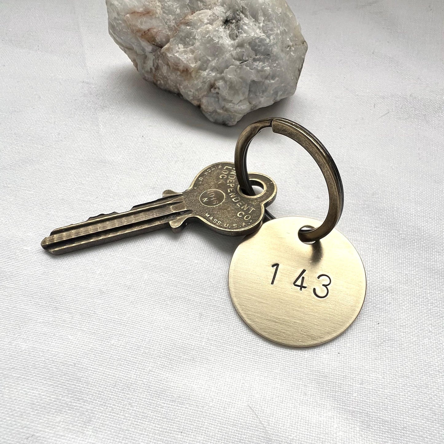 143 Keychain | Anniversary Gift | I Love You | Key Tag Gift For Lover |  Brass Key Tag | Hand Stamped, Valentines Gift