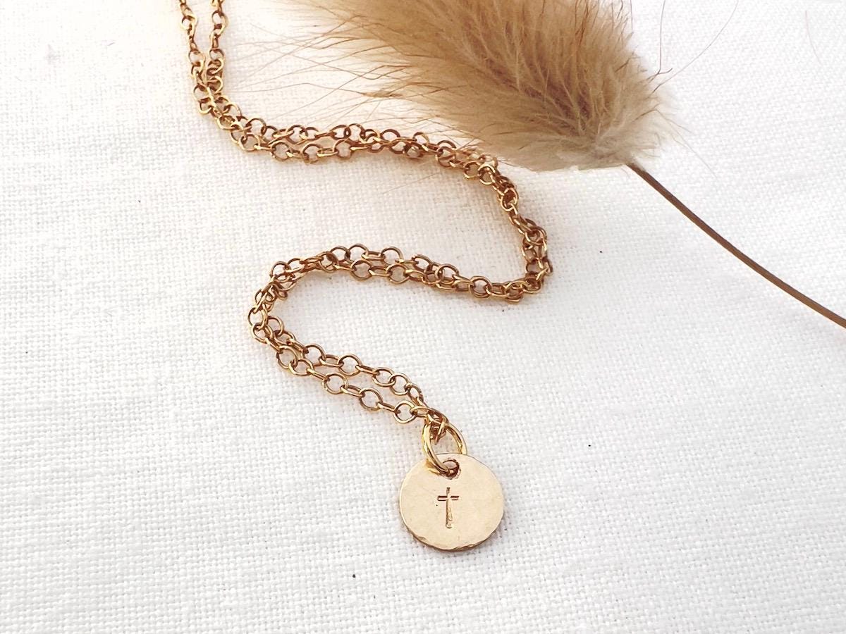 Gold Cross Necklace | Dainty Gold Cross Necklace | Religious Pendant Necklace |  Minimalist Gold Cross Charm Necklace