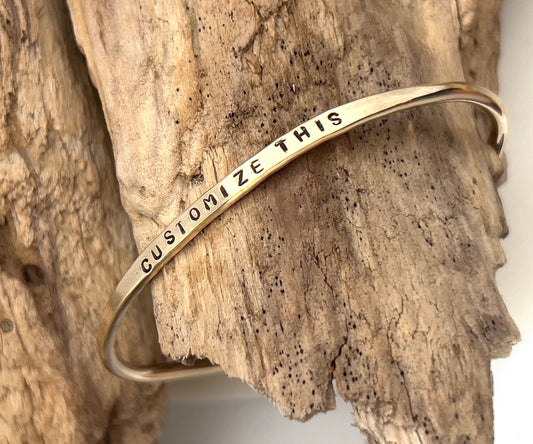 Custom Personalized Hand Stamped Bracelet | Bracelet With Quote | Personalized Jewelry |Word Bracelet | Brass Bangle