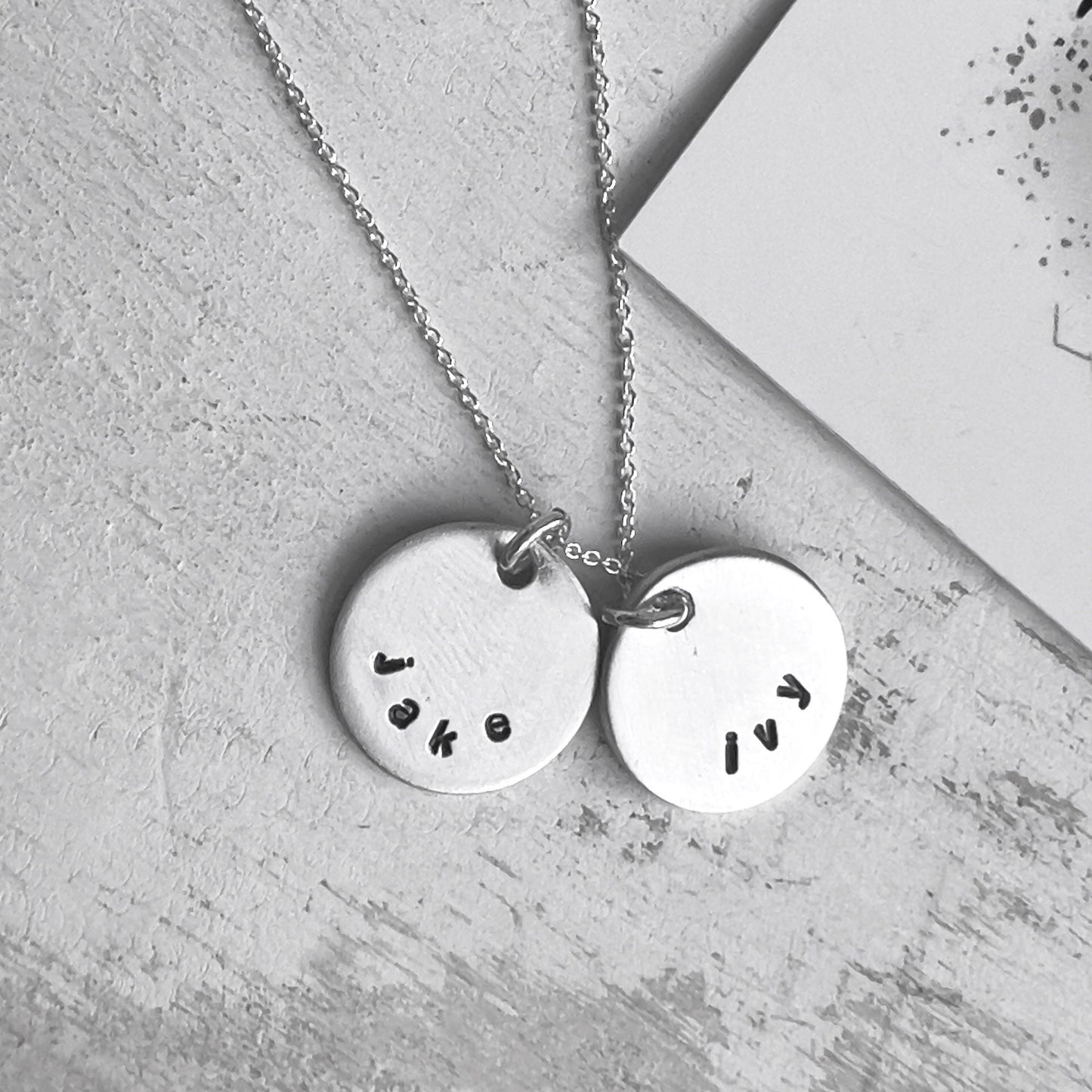 Silver Name Necklace | Personalized Gift For Mom | Family Name Charms | Hand Stamped Custom Necklace | Childs Name Jewelry | Gift for Her