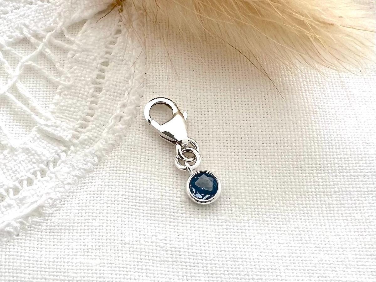 Something Blue Charm | Sterling Silver Clip-On Blue Sapphire Stone Charm | Bridal Gift – Wedding Tradition | Bride Keepsake