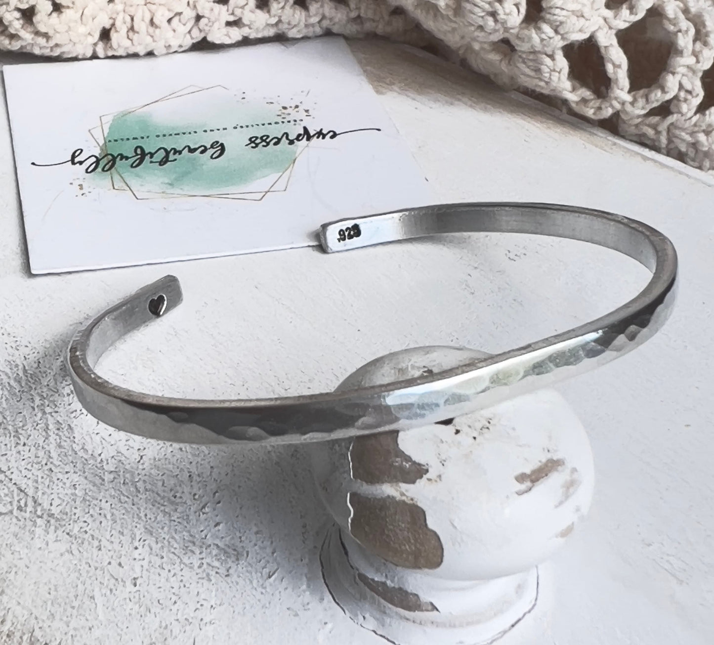 Custom Message Bracelet | Sterling Silver Bracelet | Hand Stamped Text | Gift for Her or Him | Personalized Bracelet