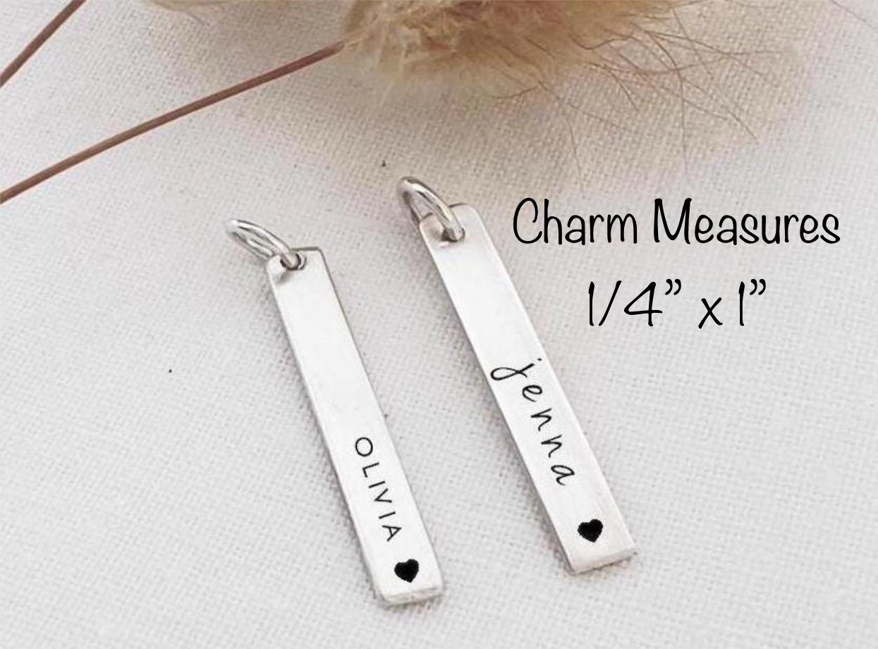 Hand Stamped Sterling Silver Name Bar Charm | Personalized Necklace Add On
