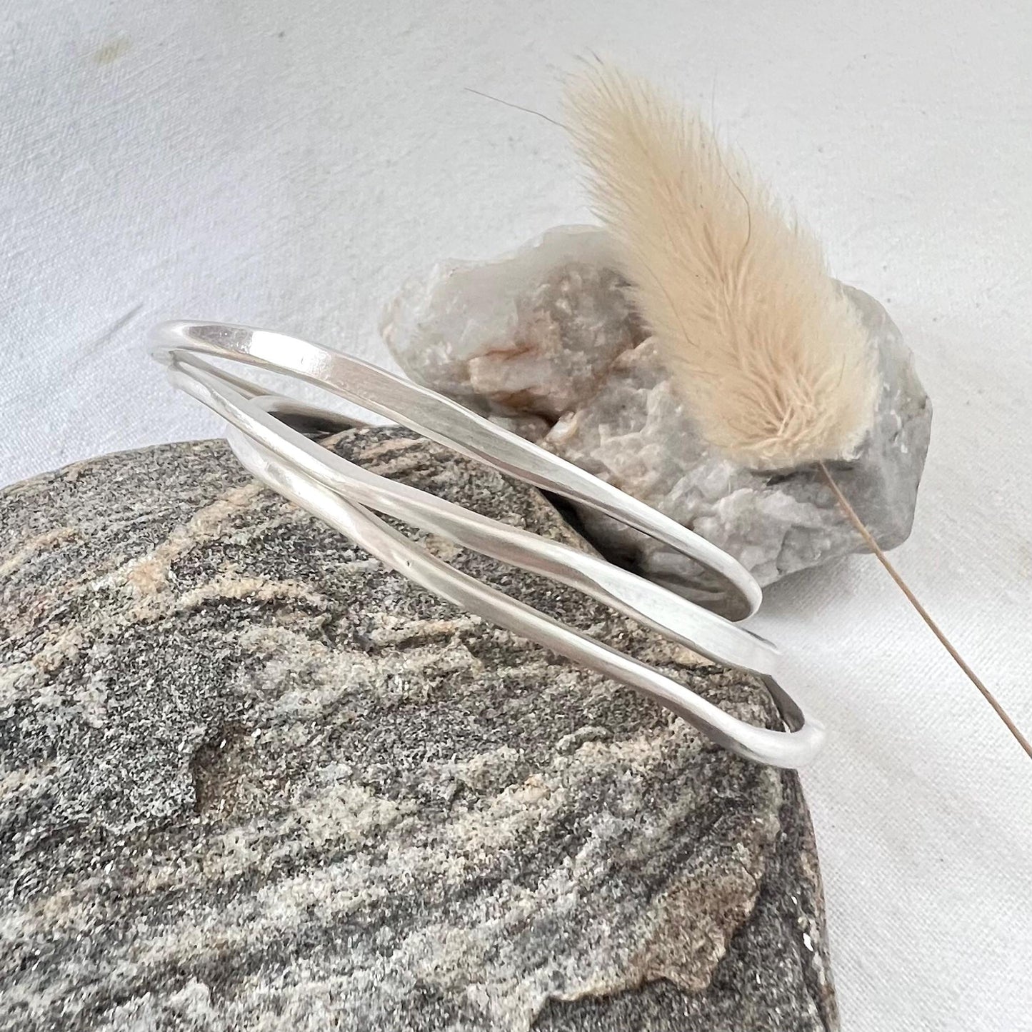 Sterling Silver Organic Shaped Cuff Bracelet | Sculptural Bangle | Minimalist Jewelry